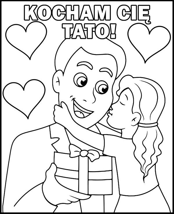 Dzień Taty kolorowanka tata i córka