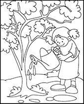 Podlewanie drzew obrazek ekolgiczny dla dzieci