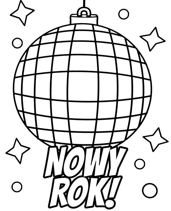 Kula dyskotekowa kolorowanka na Nowy Rok