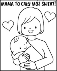 Mama z niemowlakiem kolorowanka na Dzień Mamy