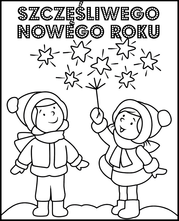 Zimne ognie kolorowanka Szczęśliwego Nowego Roku