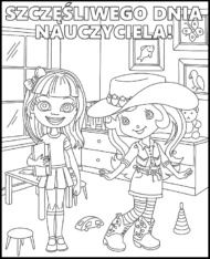 Uczennice kolorowanka na Dzień Nauczyciela do wydruku