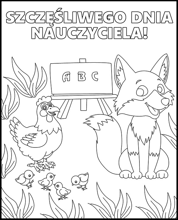 Śmieszna kolorowanka na Dzień nauczyciela