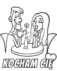 Kocham Cię kolorowanka miłosna Walentynki