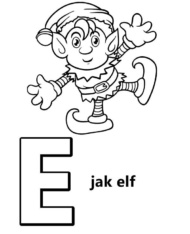 Litera E obrazek edukacyjny dla dzieci