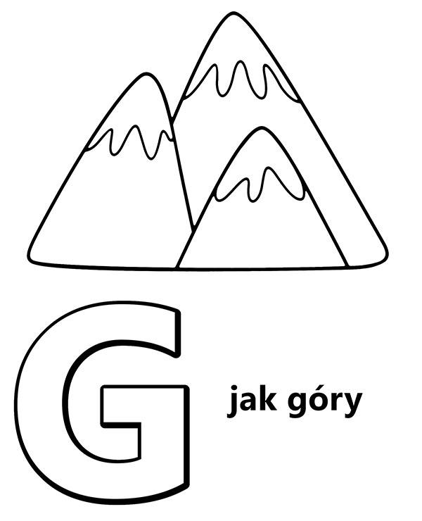 Litera G kolorowanka edukacyjna do druku