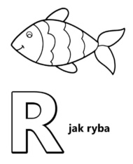 Litera R obrazek do druku abecadło