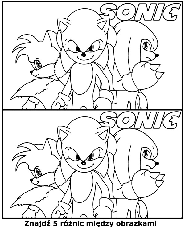 Znajdź różnice Sonic obrazek do druku