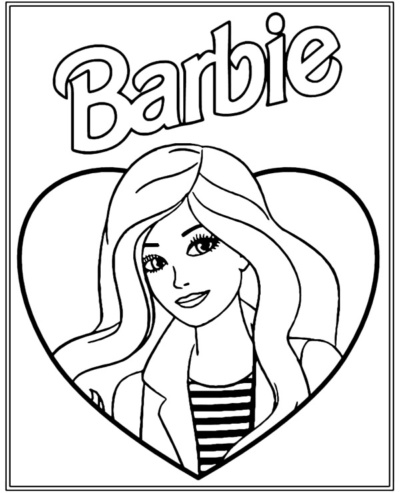 barbie-kolorowanka-portret-serce | Kolorowanki do druku E-kolorowanki
