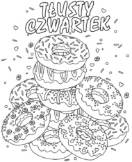 Tłusty czwartek kolorowanka pączki