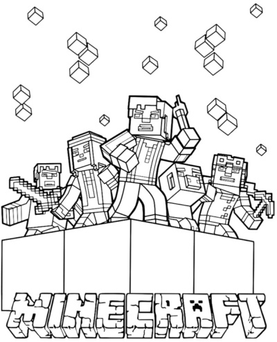 minecraft-kolorowanki-druzyna | Kolorowanki do druku E-kolorowanki