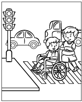Dziecko kolorowanka wózek inwalidzki