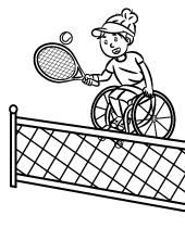 Tenis na wózku inwalidzkim malowanka