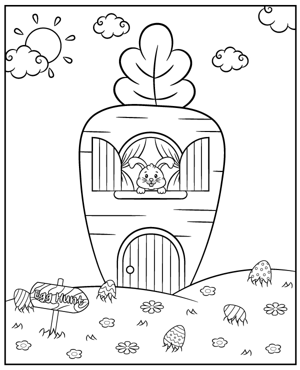 Zajączek i pisanki kolorowanka wielkanocna