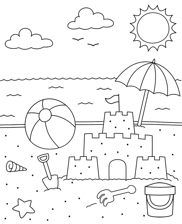 Plaża kolorowanka na lato