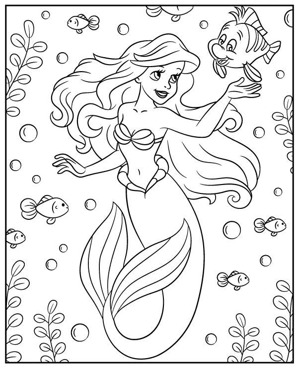 Ariel i Florek kolorowanka dla dziewczynki