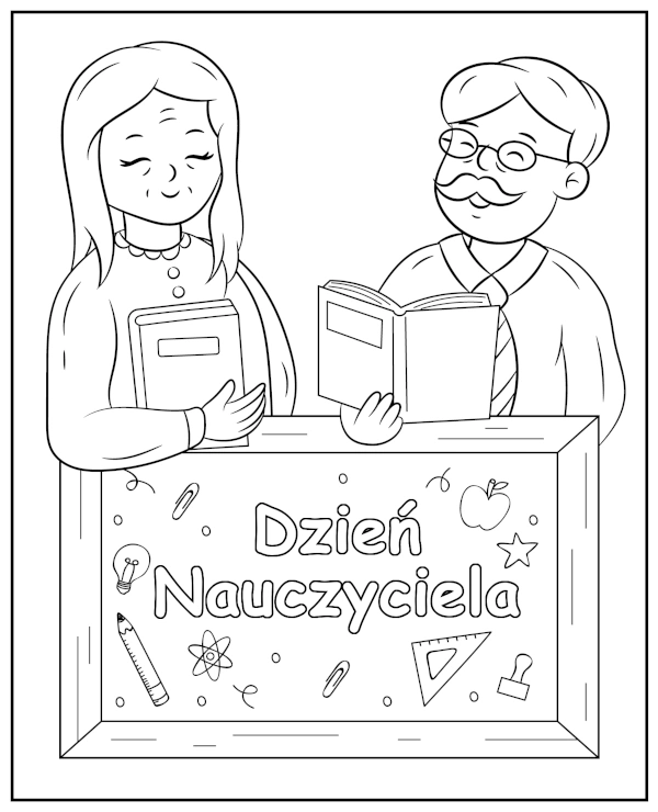 Nauczyciele kolorowanka do druku na Dzień Nauczyciela