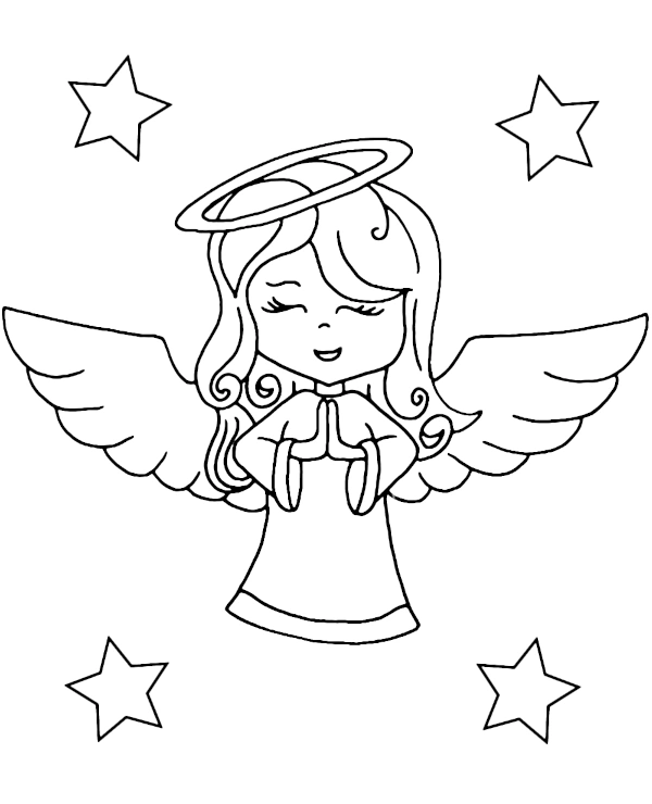 Dziewczynka anioł kolorowanka dla dzieci