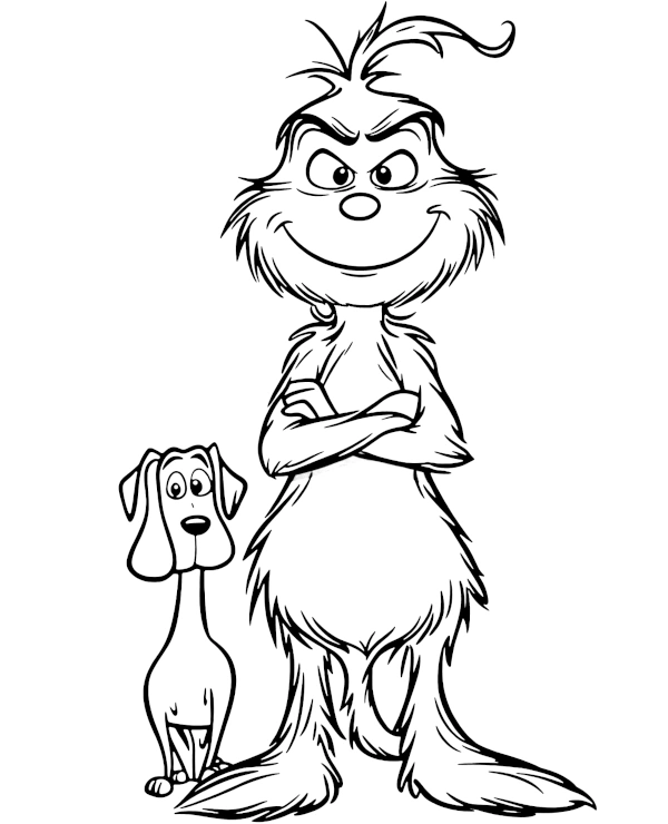 Świąteczna kolorowanka Grinch i pies