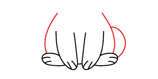 Jak narysować rysunek królika - krok 4 tułów i ogon