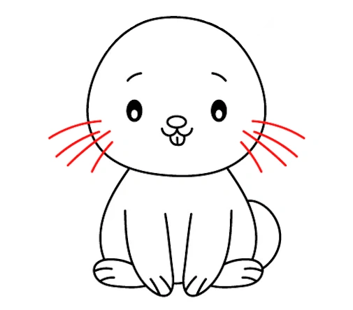 Jak narysować rysunek królika - krok 9 wibrysy