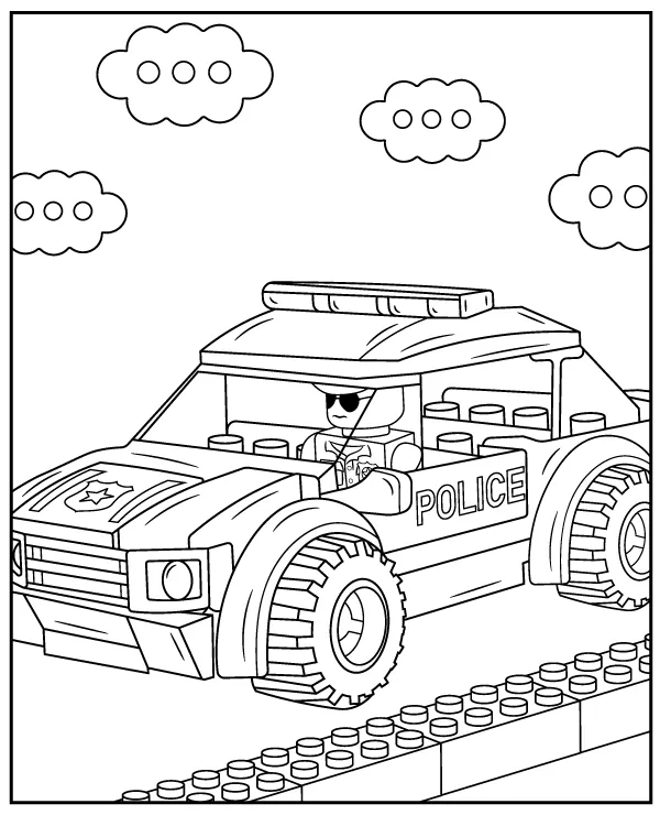 Kolorowanka samochód policyjny z LEGO