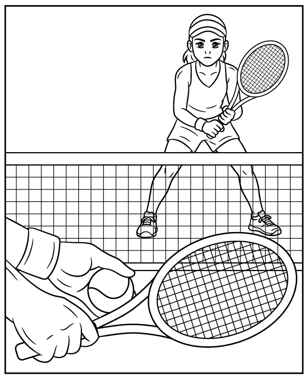 Serwis w meczu tenisa kolorowanka