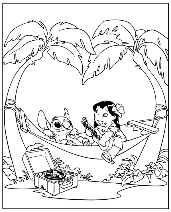 Lilo i Stitch na Hawajach kolorowanka do druku
