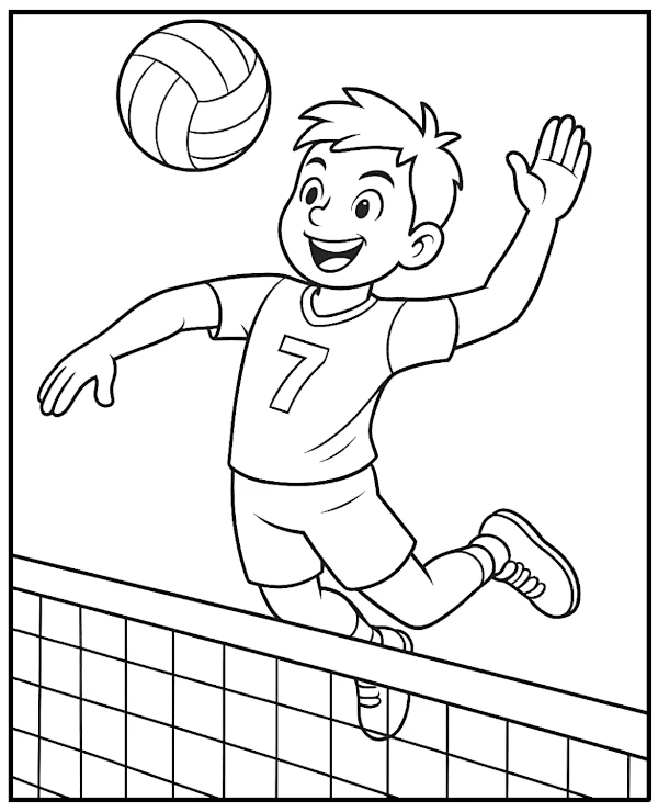 Siatkówka kolorowanka dla dzieci ścina