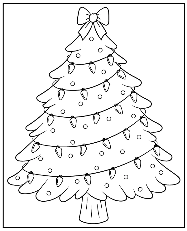 Przystrojona choinka kolorowanka do druku