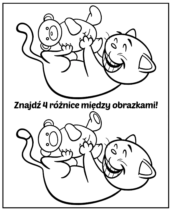 Znajdź 4 różnice między obrazkami - kot z zabawką