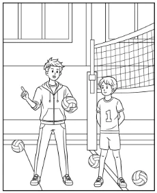 Trener i siatkarz kolorowanki siatkówka