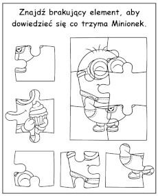 Wskaż brakujący element układanki z Minionkiem - łatwe zadanie dla dzieci