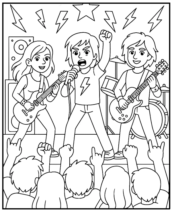 Koncert rockowy kolorowanka do druku