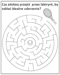 Tenis labirynt - zadanie do wydruku dla dzieci