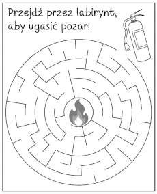 Znajdź drogę do pożaru - zadanie dla dzieci strażackie