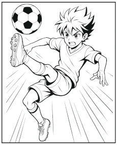 Przewrotka kolorowanka piłkarska w stylu manga