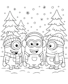 Zima z Minionkami kolorowanka dla dzieci