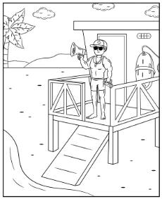 Ratownik na plaży kolorowanki na lato