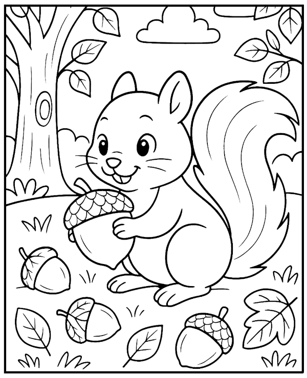 Wiewiórka w lesie kolorowanka dla dzieci