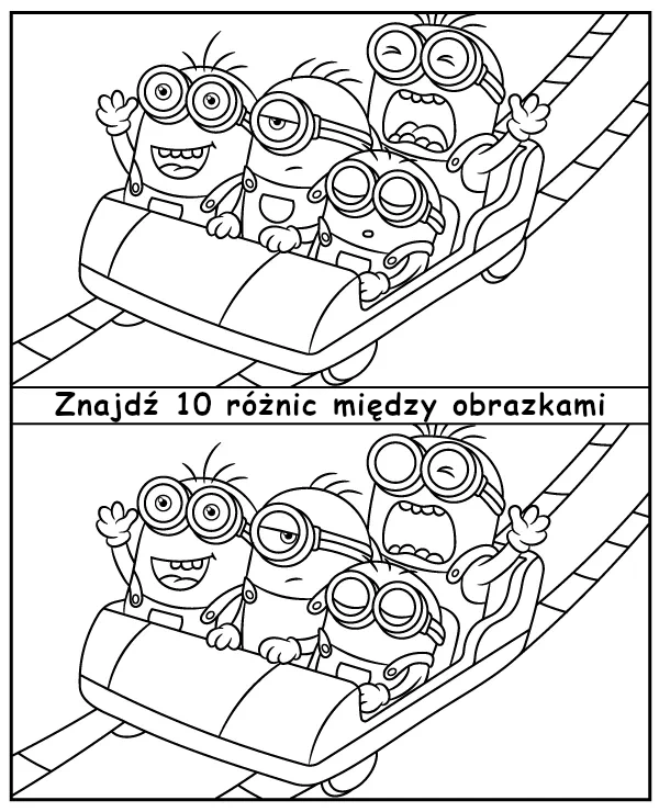 Znajdź 10 różnic między obrazkami Minionki - zadanie dla dzieci
