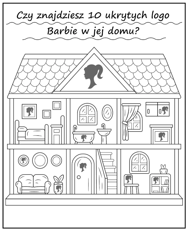 Znajdź ukryte logo Barbie - zadanie dla dzieci