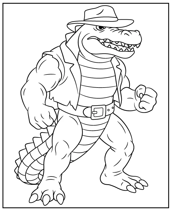 Aligator Leatherhead kolorowanka z bajki Żółwie Ninja