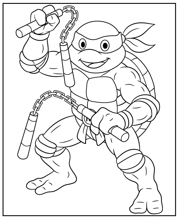 Michelangelo kolorowanka dla dzieci Żółwie Ninja