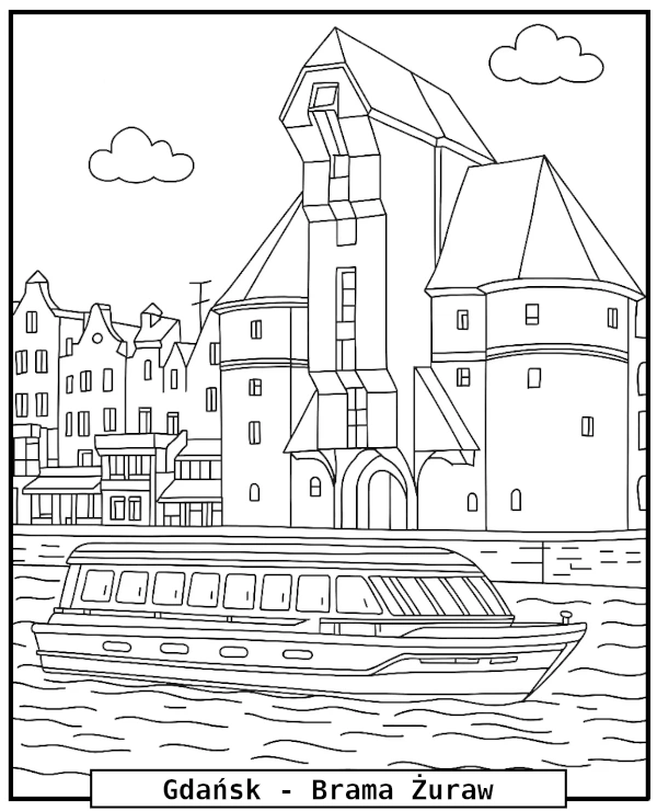 Gdańsk Brama Żuraw kolorowanka do druku