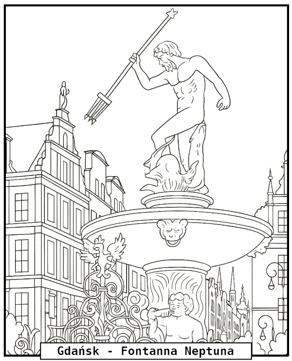 Gdańsk Pomnik Neptuna kolorowanka do druku