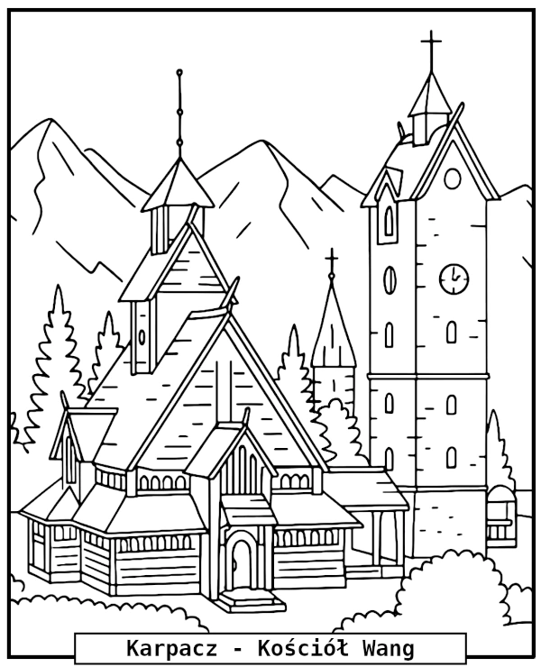 Karpacz kościół Wang kolorowanka