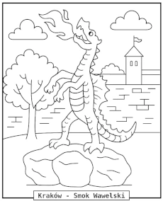 Pomnik Smoka Wawelskiego w Krakowie kolorowanka