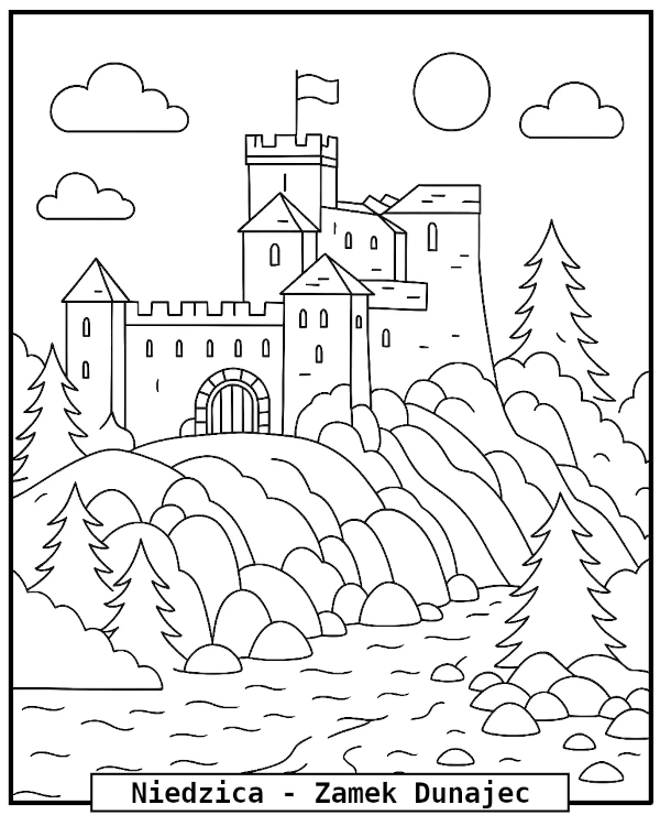 Niedzica Zamek Dunajec kolorowanka do druku