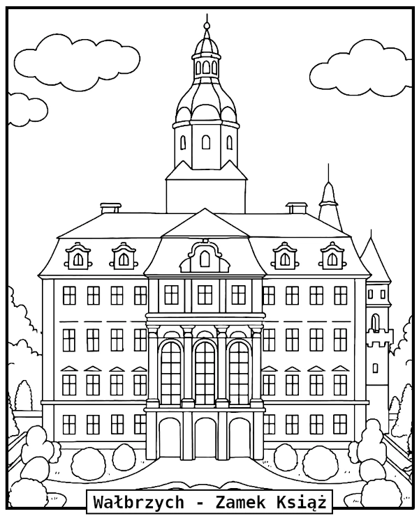 Zamek Książ Kolorowanka do druku Wałbrzych